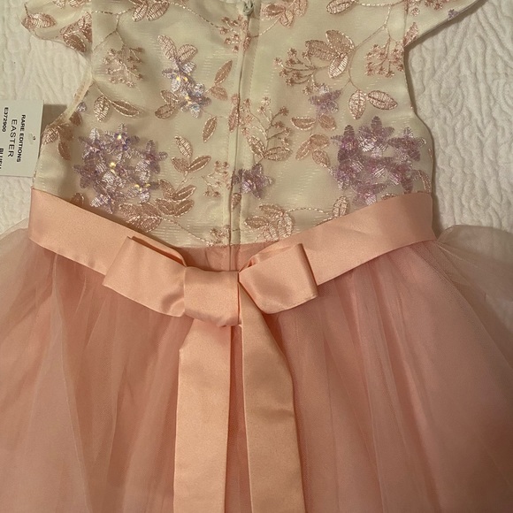 Rare Editions Blush Formal Dress- Beaded Cream Light Pink 5T - Picture 2 of 5